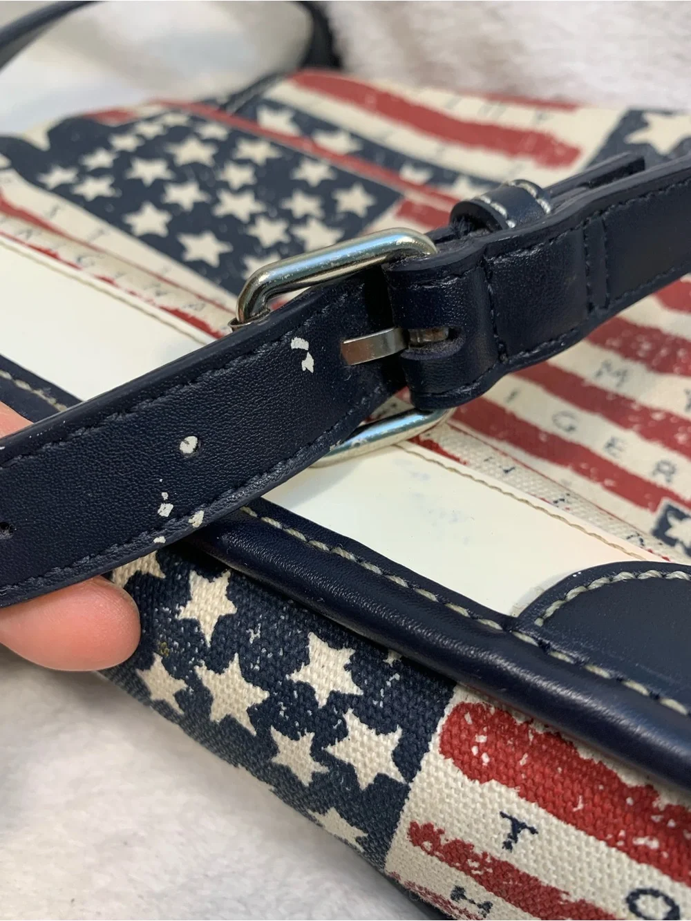 Vintage Tommy Hilfiger Patriotic Red, White and Navy Flag Crossbody Shoulder Bag